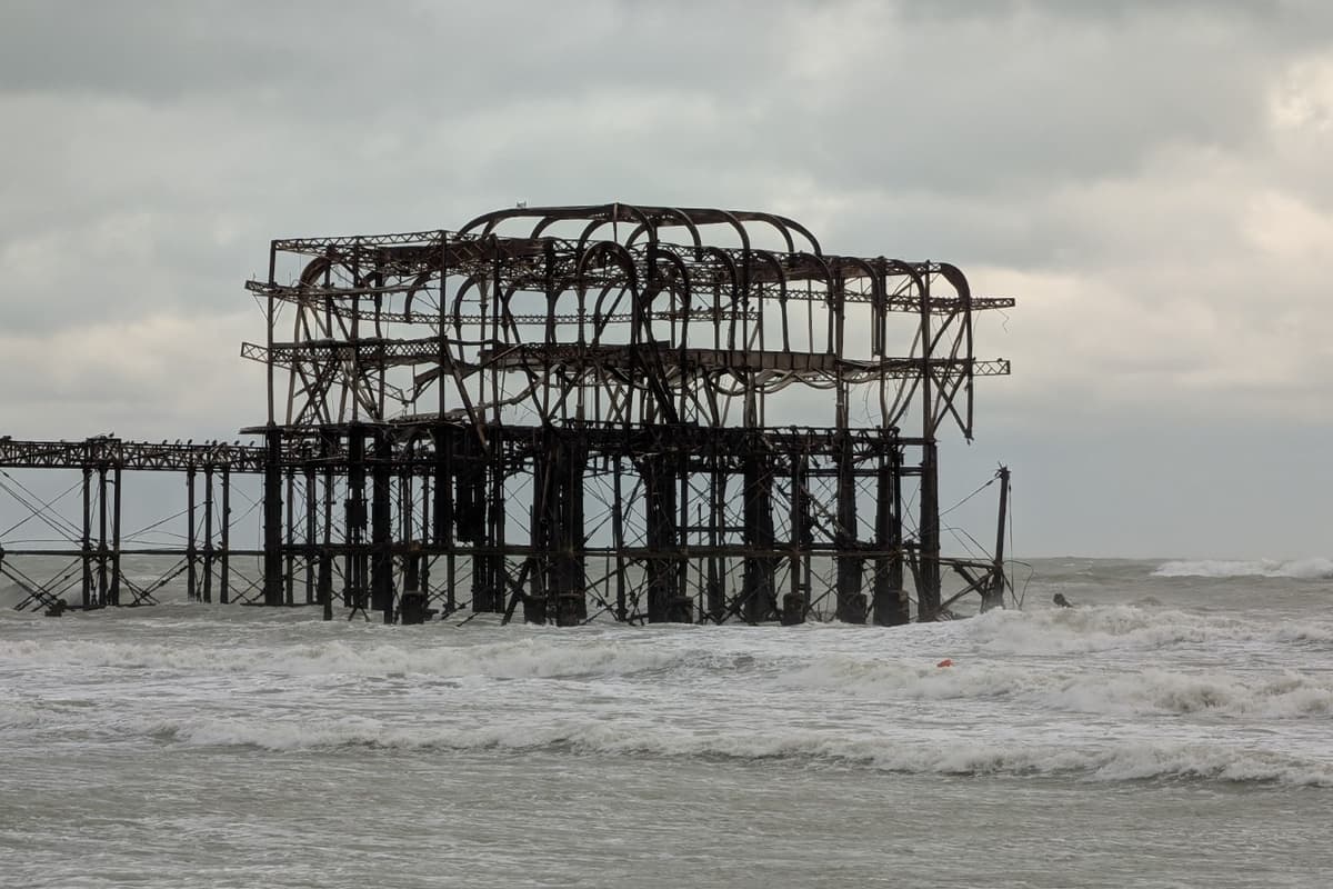 Part Of Historic Brighton Pier Collapses As Storms Bring Heavy Disruption