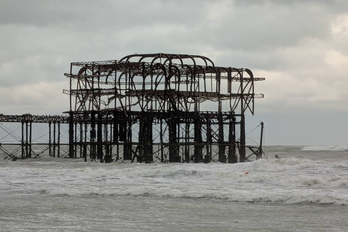 Part Of Historic Brighton Pier Collapses As Storms Bring Heavy Disruption
