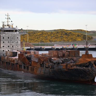 Container ship damaged in North Sea collision arrives in Port of Aberdeen