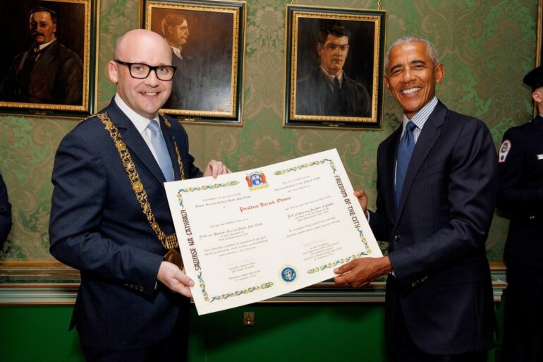 Barack Obama Accepts Freedom Of The City Of Dublin With Deep Humility