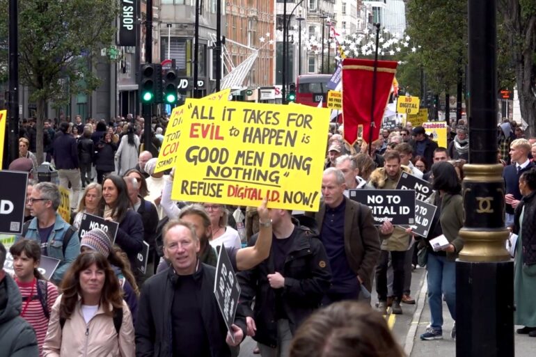 Thousands March Against Digital ID Plans